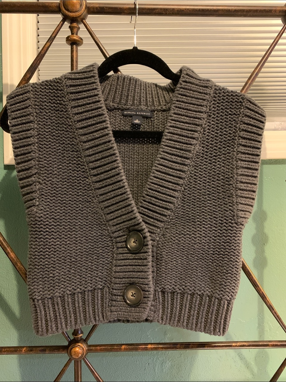 Banana Republic Charcoal Gray Sleeveless Knit Button Vest